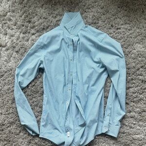 Ryan Seacrest Distinction Blue Checkered Dress Shirt